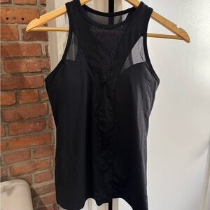 Black Sleeveless Women's Top With See Thru Panels, Padded Bra Inserted